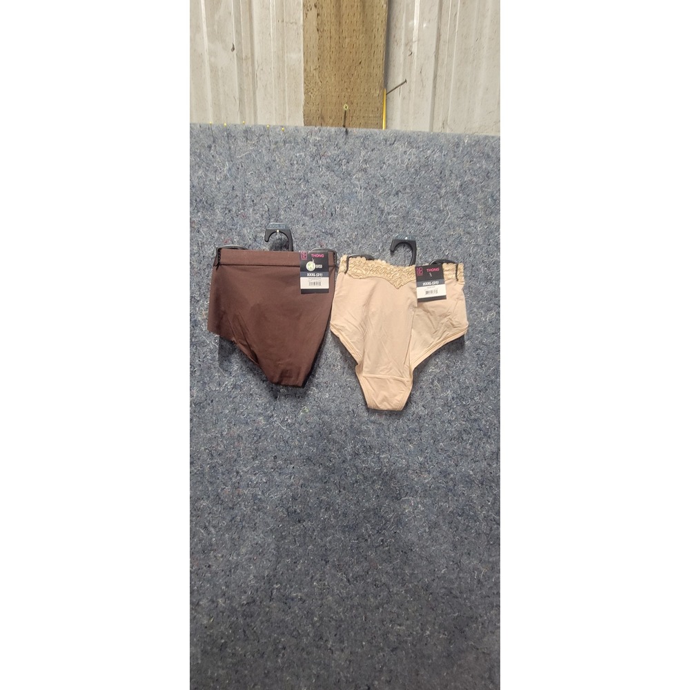 No Boundries Lace Trim Toasted Almond/Micro Rib‎ Free Cut Burgundy Thong 3XL